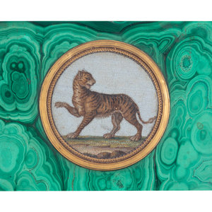 An Italian Micromosaic Tiger Plaque 34f6ad