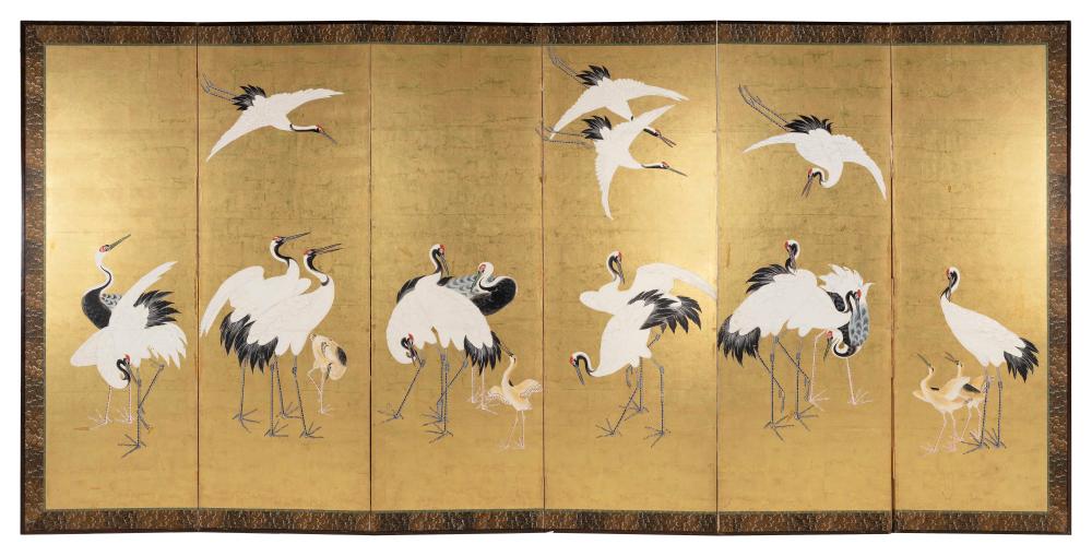 JAPANESE SIX-PANEL SCREEN EDO/MEIJI