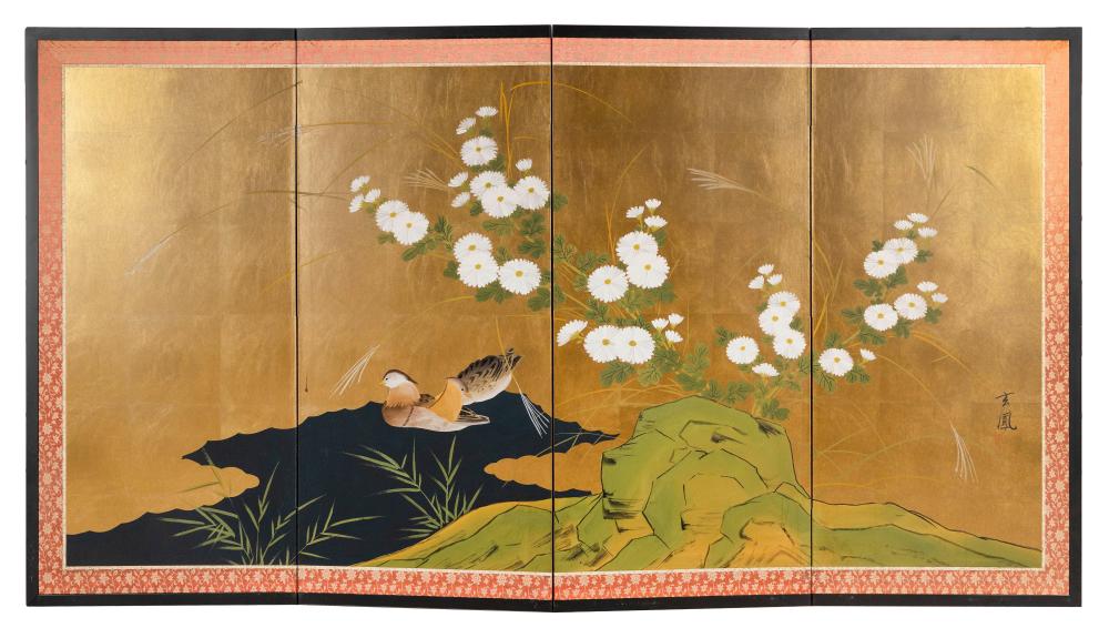 JAPANESE FOUR PANEL SCREEN LATE 34f6d0