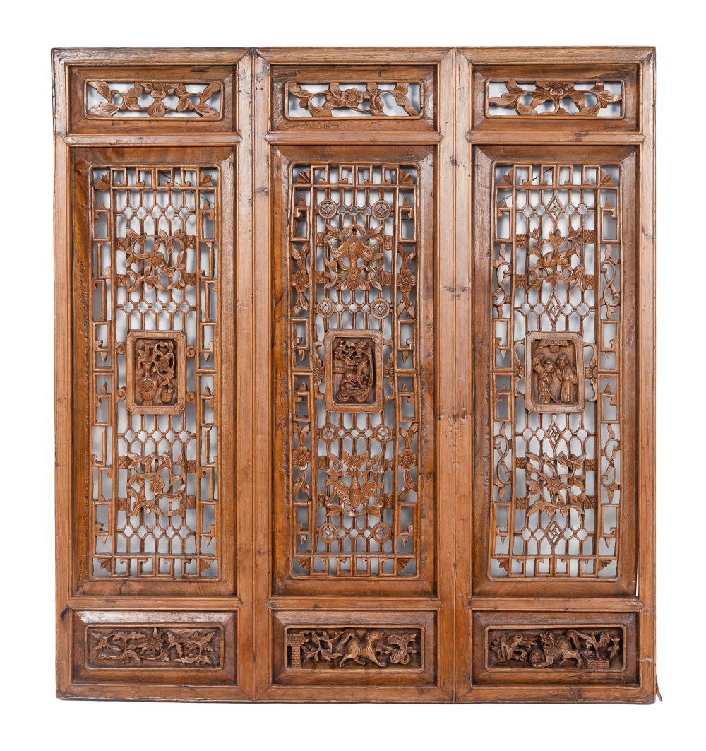 CHINESE THREE-PANEL CARVED WOOD