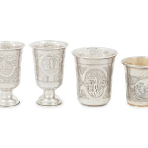 Four Russian Silver Beakers 19th 34f6ef