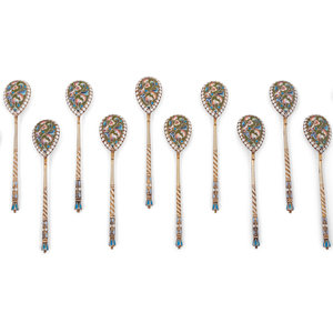 A Set of Twelve Russian Enameled