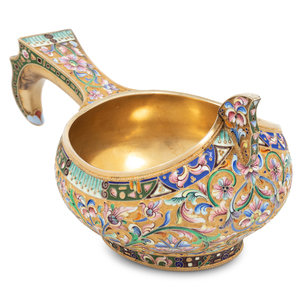 A Large Russian Shaded Enamel Silver-Gilt