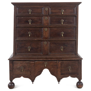 A William and Mary Oak Chest on