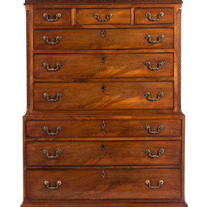 A George III Carved Mahogany Chest-on-Chest