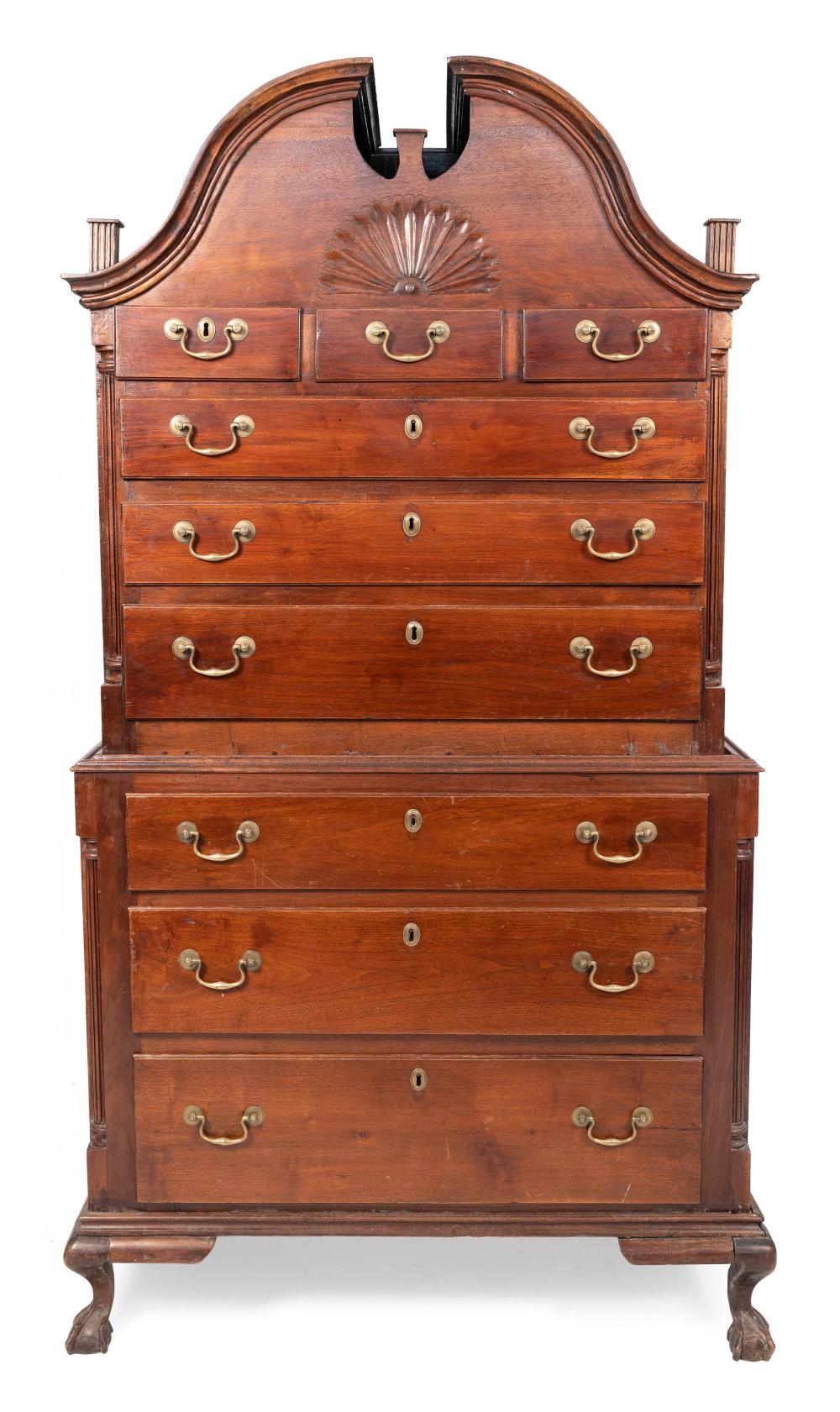 CHIPPENDALE BONNET-TOP CHEST-ON-CHEST