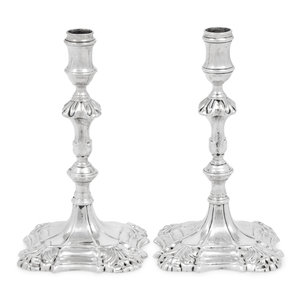 A Pair of George II Silver Taper