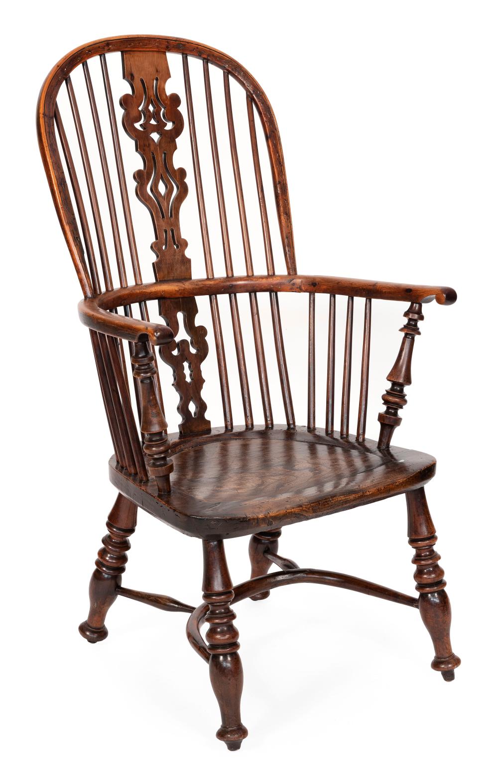 ENGLISH YEW WOOD ARMCHAIR MID-19TH