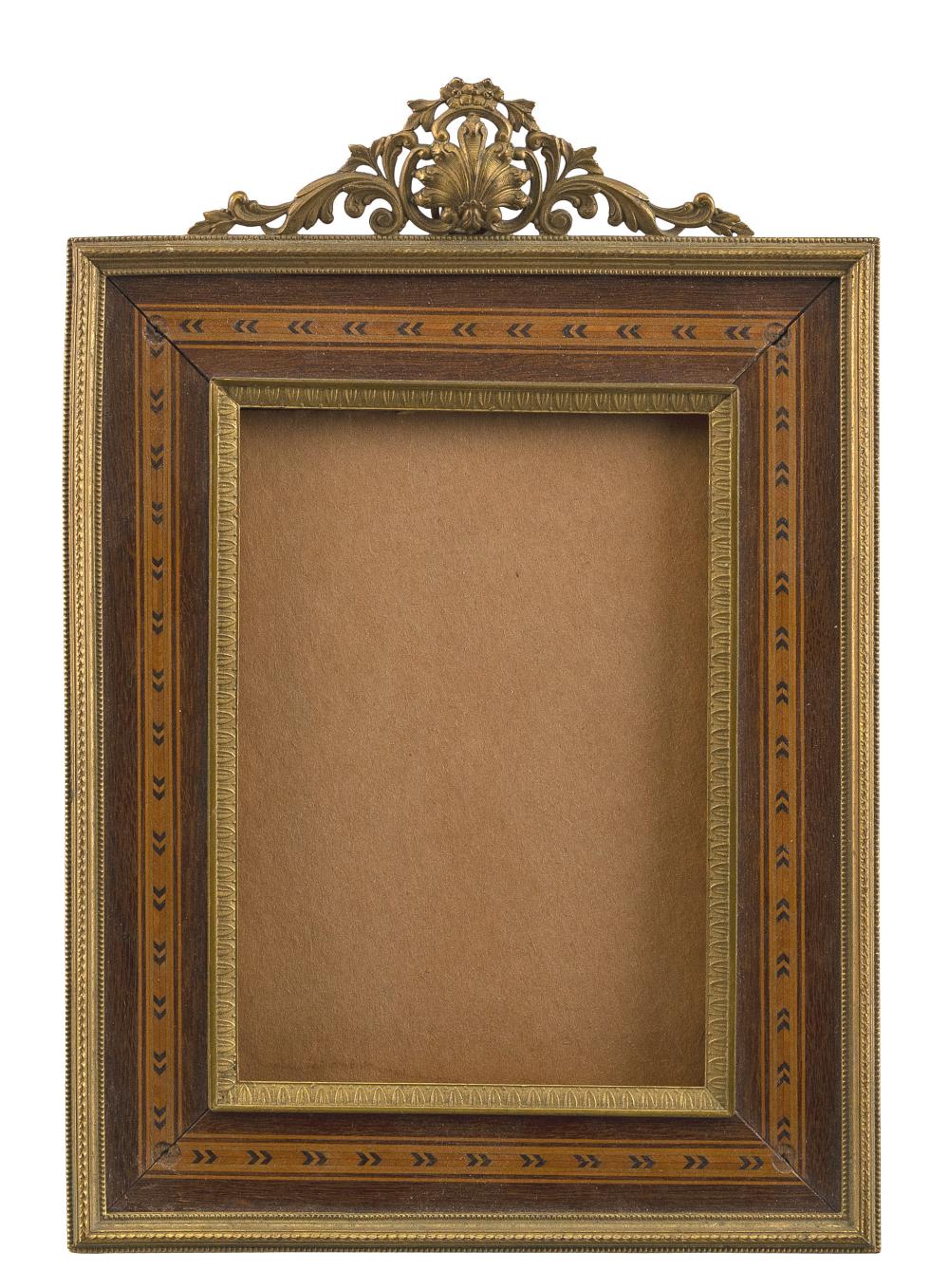 BRASS AND INLAID WOOD FRAME 20TH 34f847