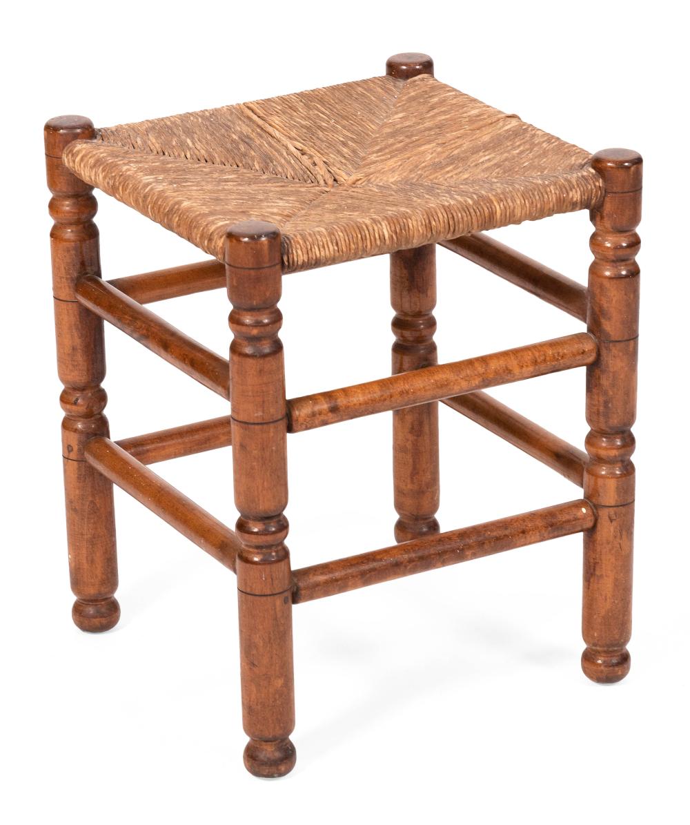 WALLACE NUTTING RUSH-SEAT STOOL