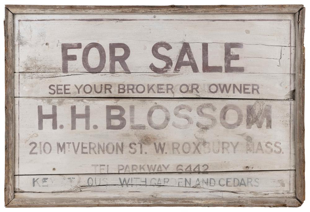 WOODEN REAL ESTATE SIGN MID-20TH