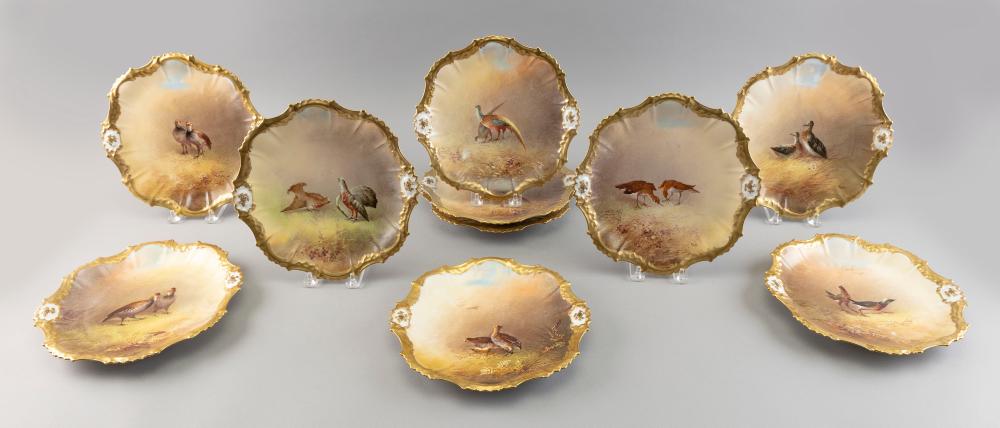 SET OF TEN LIMOGES HAND-PAINTED PORCELAIN