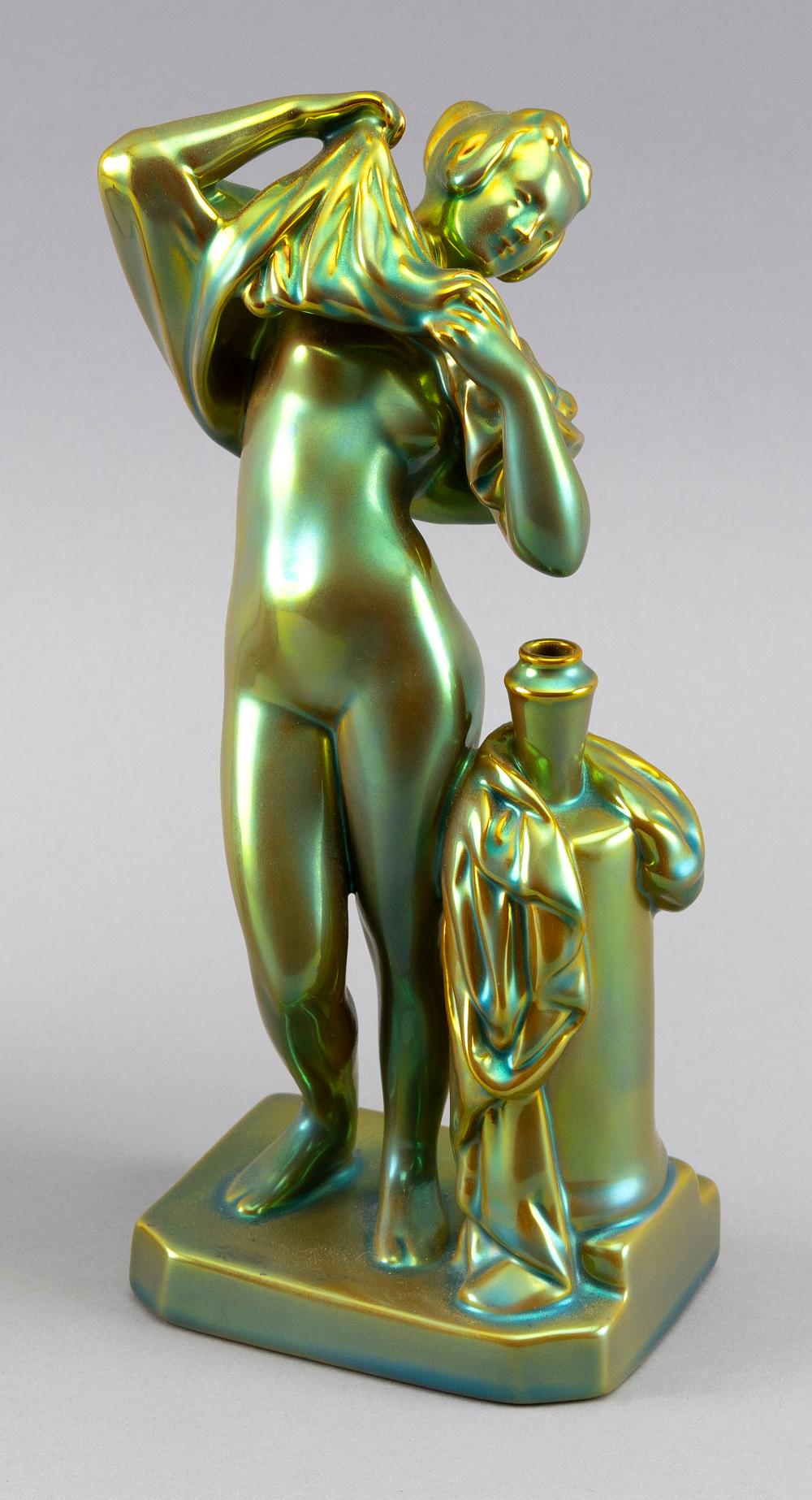 ZSOLNAY EOSIN-GLAZED EROTIC FIGURE