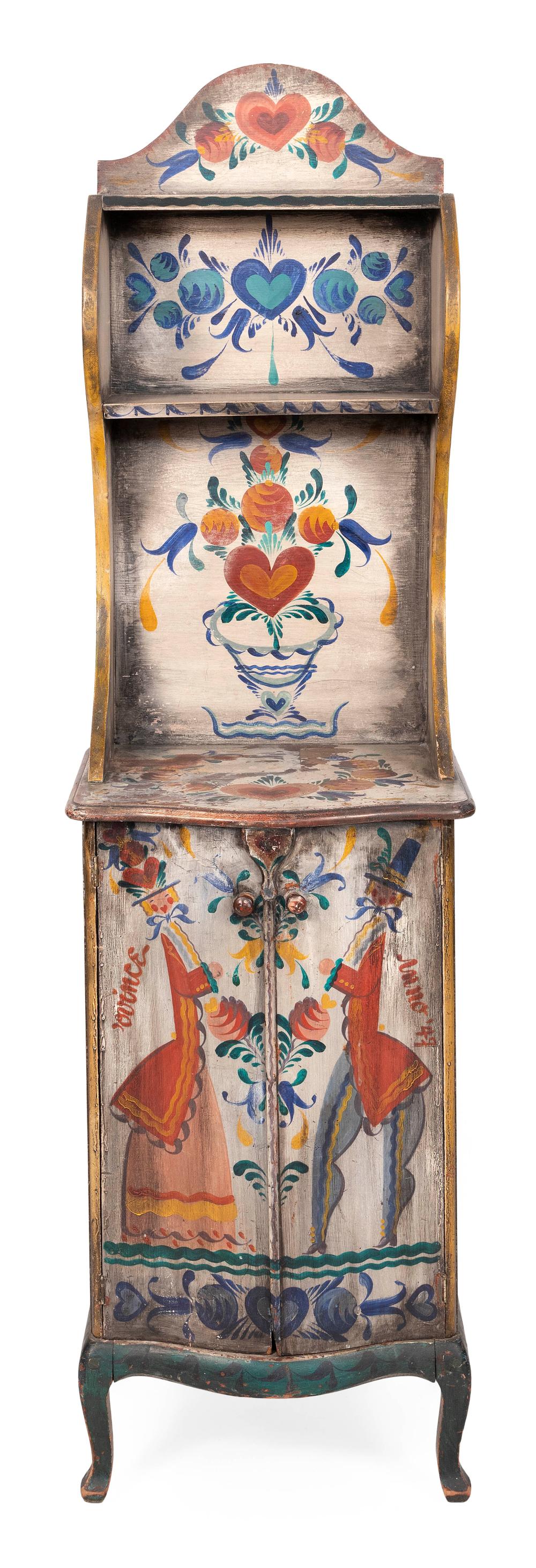 PETER HUNT-DECORATED CABINET MID-20TH