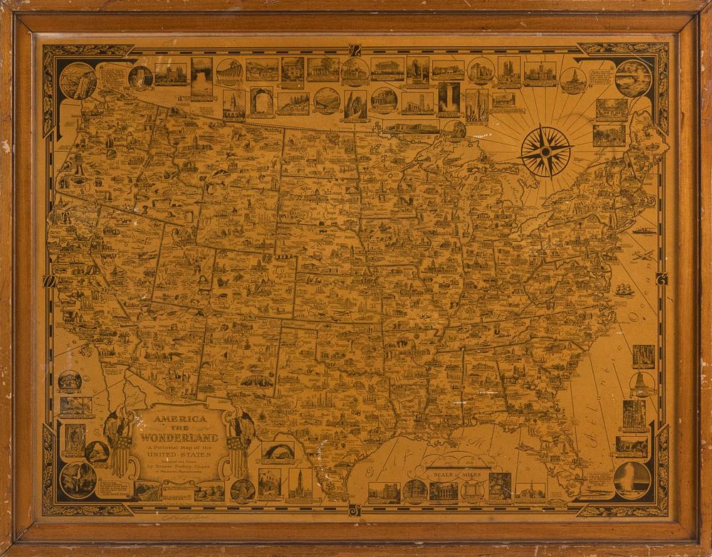 "AMERICA THE WONDERLAND" MAP DATED