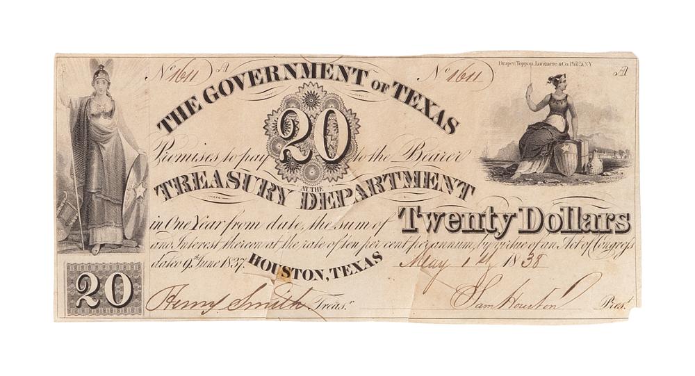 1838 GOVERNMENT OF TEXAS TWENTY 34f9b6