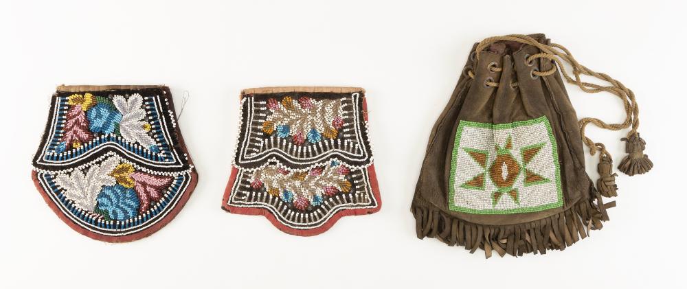 THREE AMERICAN INDIAN BAGS 19TH