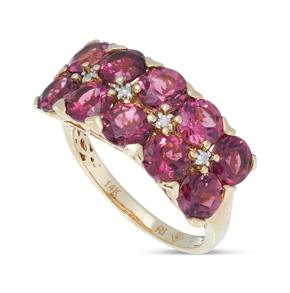 DIAMOND AND PINK TOURMALINE 14KT