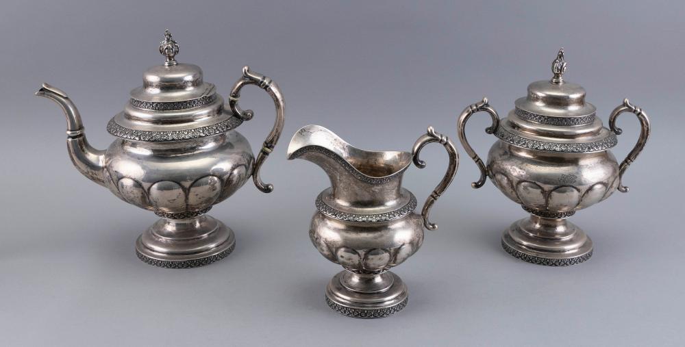 STEBBINS & CO. COIN SILVER THREE-PIECE