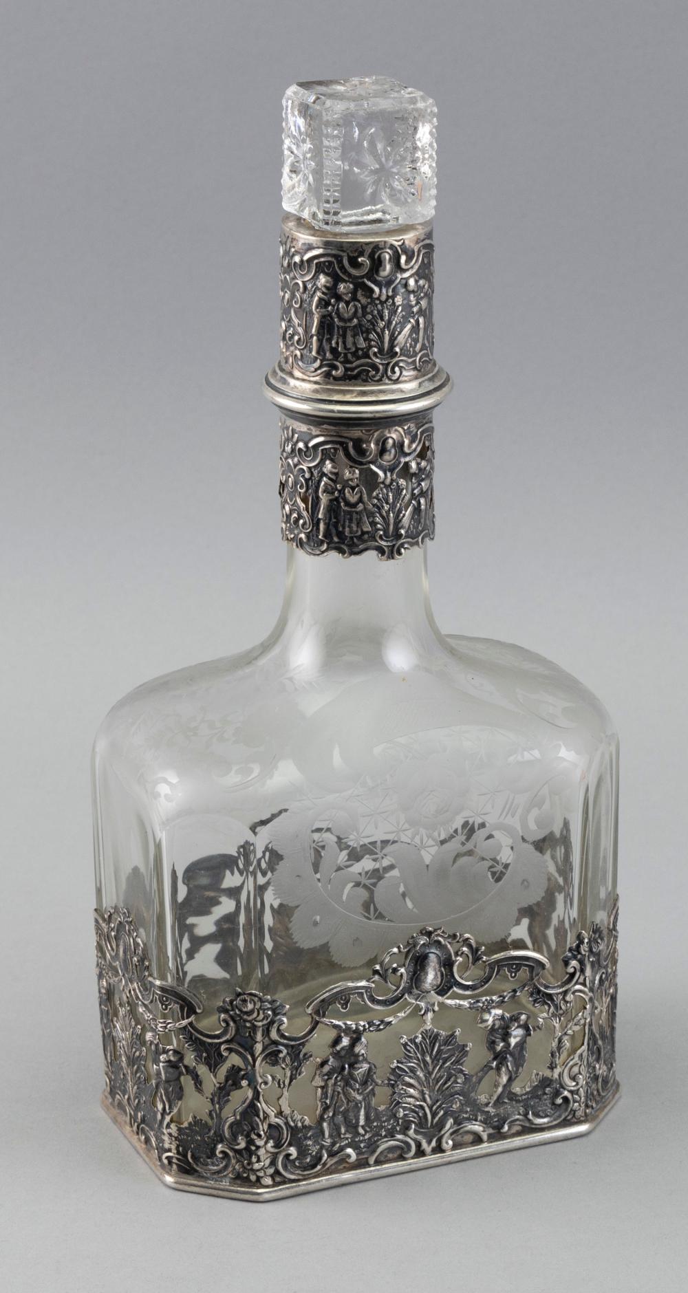 SILVER OVERLAY ETCHED GLASS DECANTER 34fa68