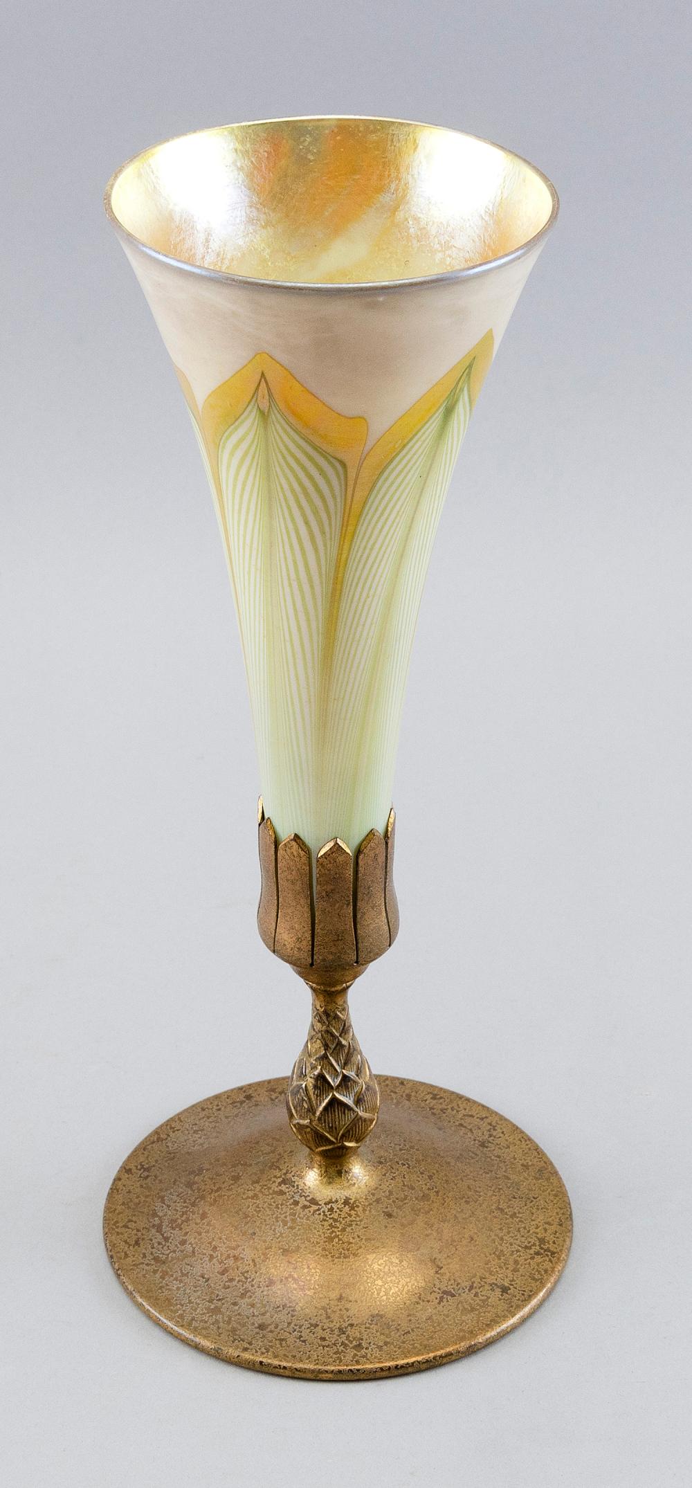 TIFFANY FAVRILE GLASS TRUMPET VASE