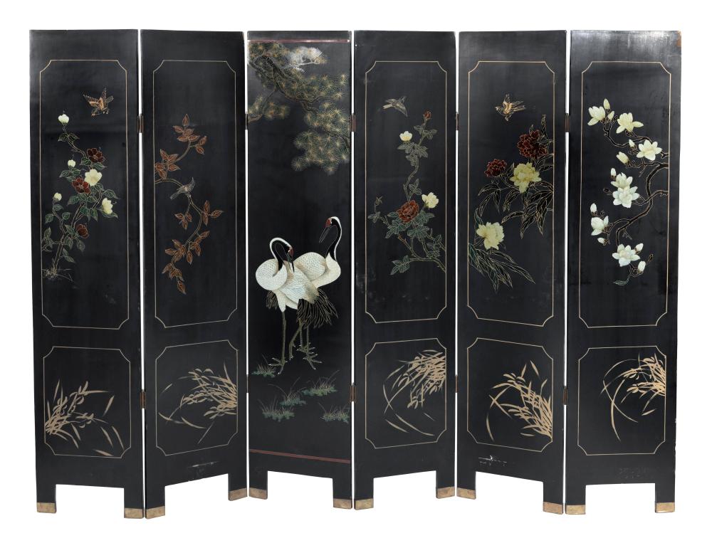 JAPANESE LACQUER SIX PANEL DOUBLE SIDED 34fb16