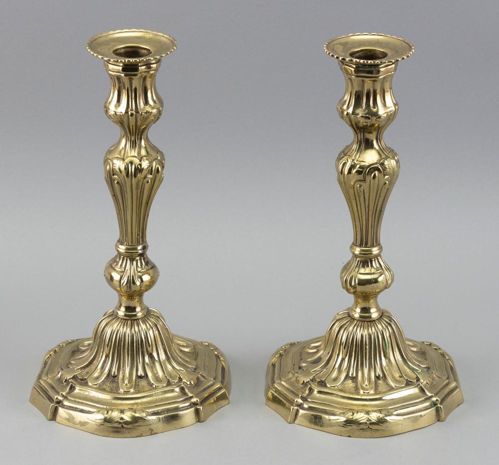 PAIR OF BRASS CANDLESTICKS, POSSIBLY