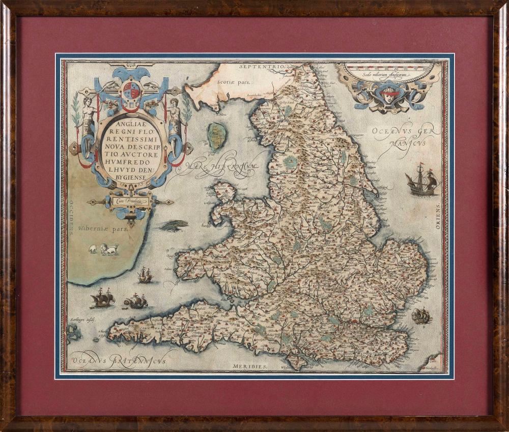 HAND-COLORED MAP OF ENGLAND AND