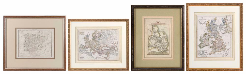 THREE HAND COLORED MAPS AND A MINIATURE 34fbab