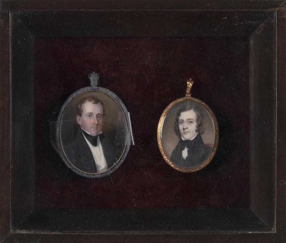 TWO MINIATURE OVAL PORTRAITS OF 34fc04