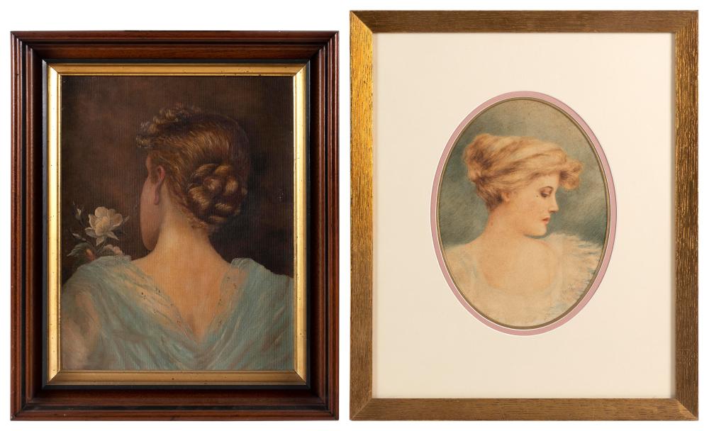TWO PAINTINGS DEPICTING BUSTS OF