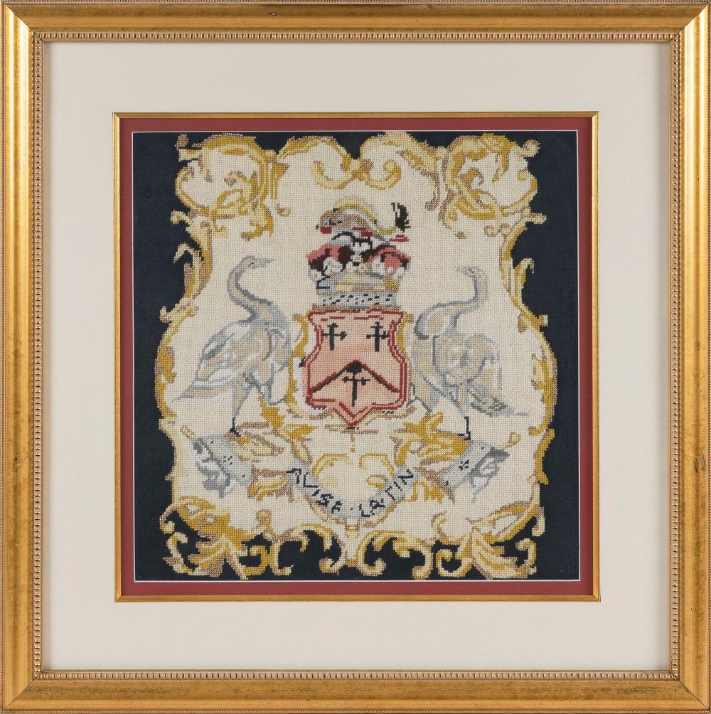 NEEDLEWORK COAT OF ARMS 20TH CENTURY 34fc12