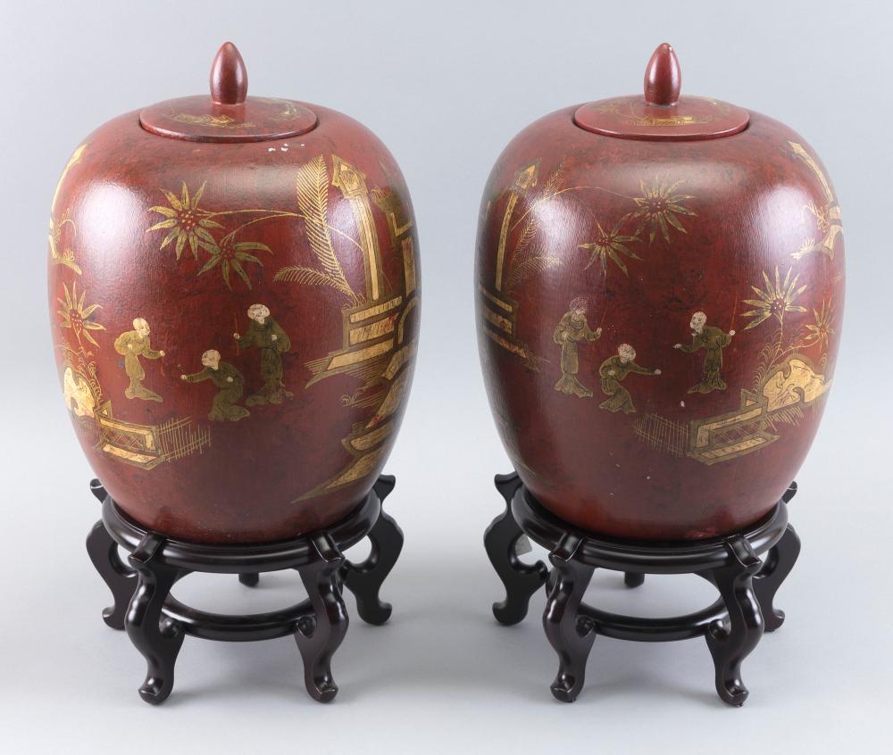 PAIR OF CHINESE FAUX LACQUER PORCELAIN 34fc65