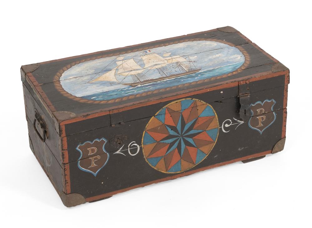 PAINTED SEA CHEST 19TH CENTURY
