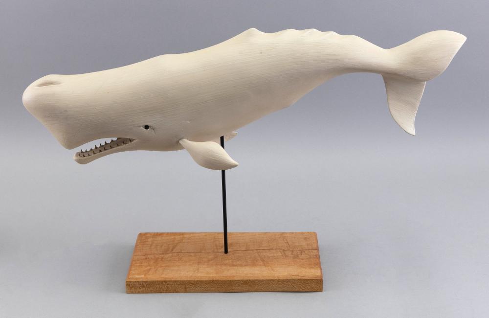 WYATT COLLINS CARVED WOODEN SPERM WHALE