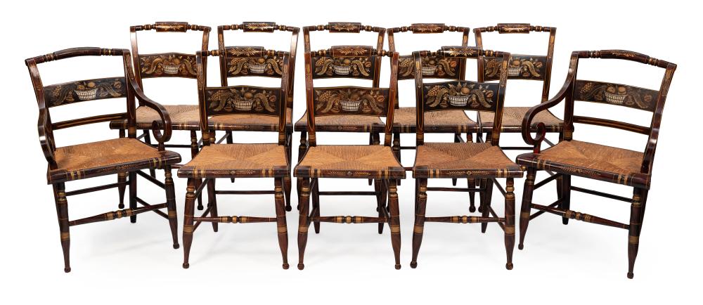 SET OF TEN HITCHCOCK CHAIRS 19TH CENTURY