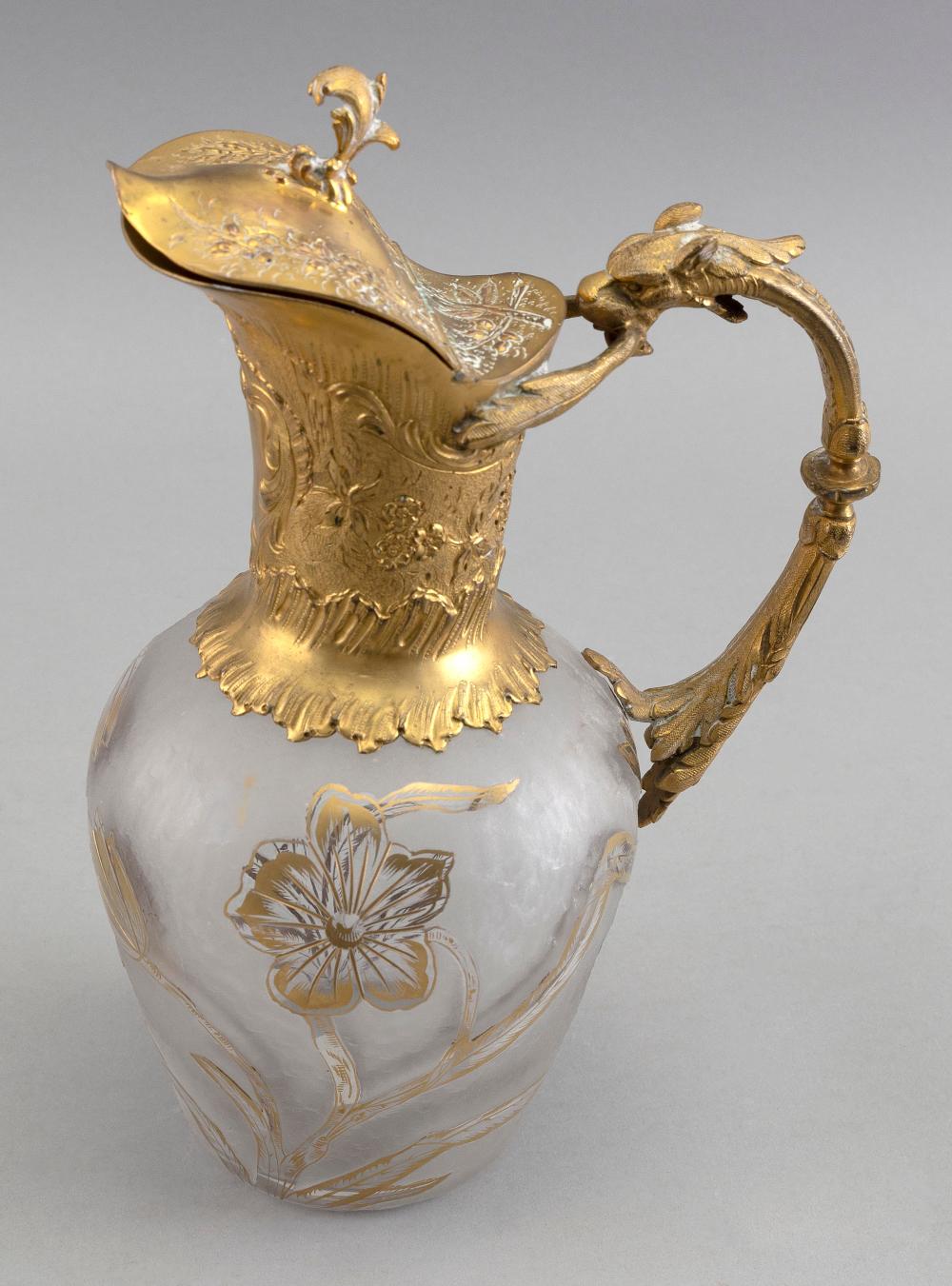 ORMOLU AND CARVED GLASS EWER ATTRIBUTED
