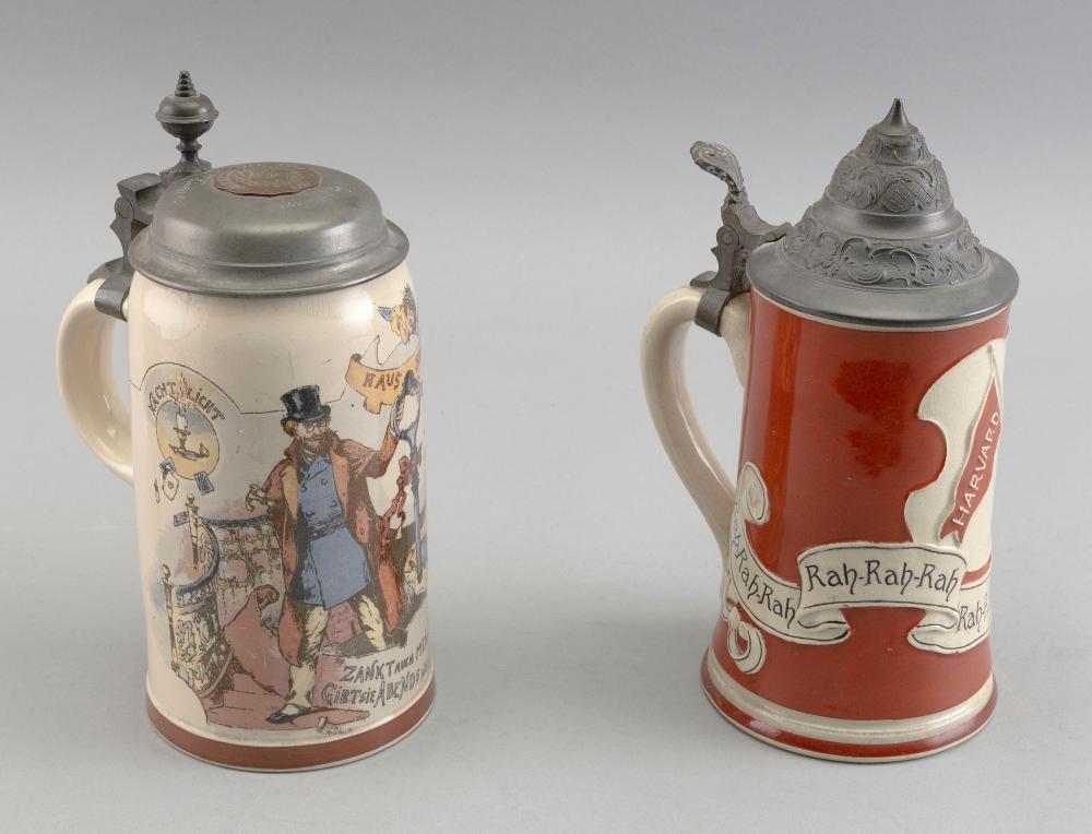 TWO GERMAN PORCELAIN STEINS EARLY 34fe03