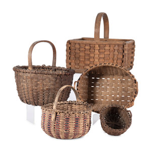 Five Woven Gathering Baskets
American,