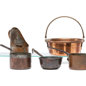 A Group of Copper Kitchen Wares
including