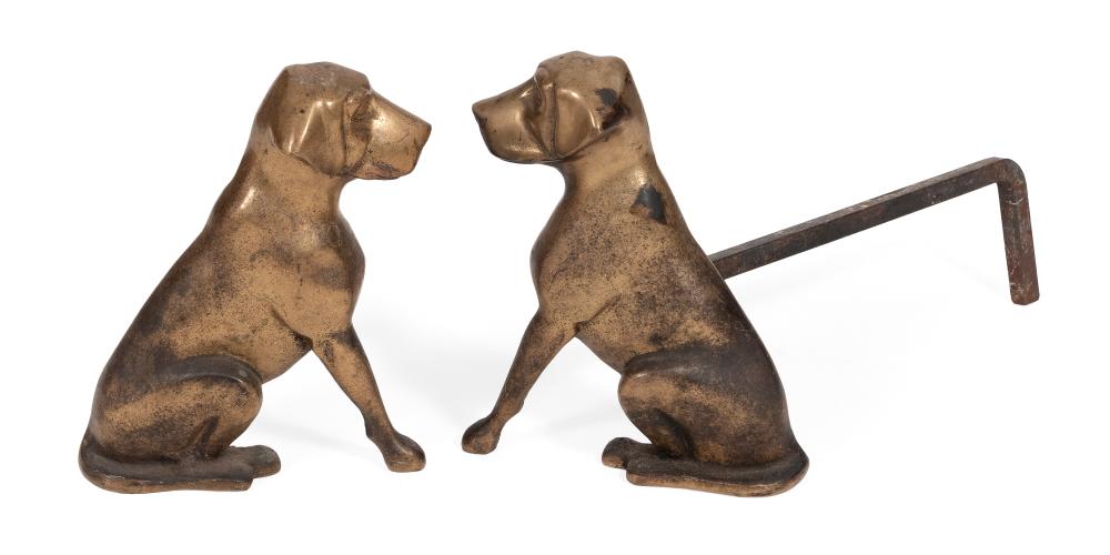 PAIR OF R F H CLANCEY BRASS DOG FORM 34fea1