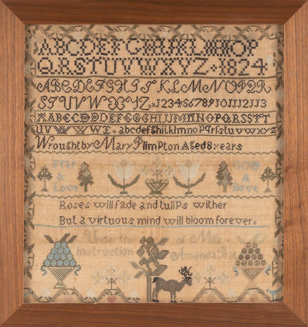 RARE MAINE SAMPLER DATED 1824 17”