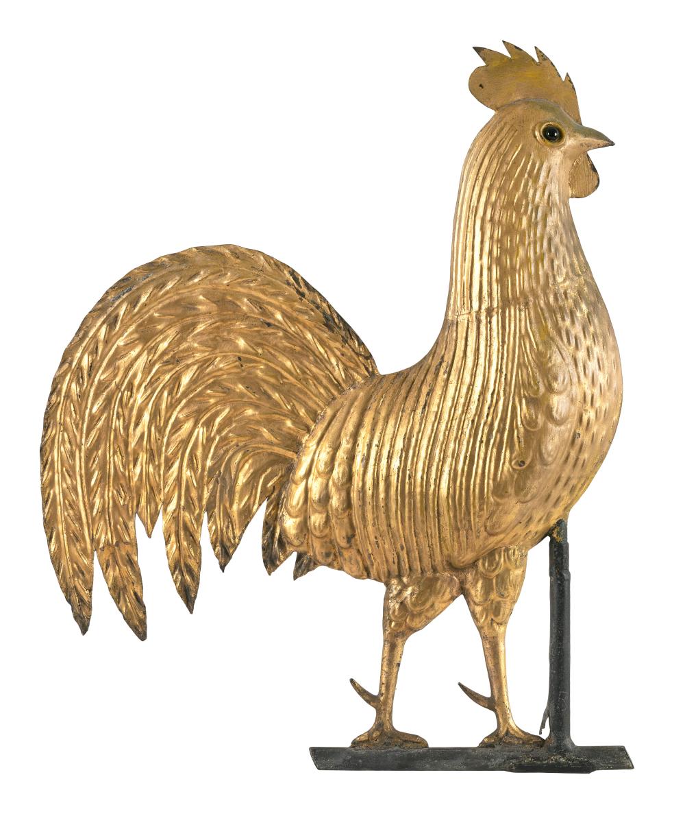 GILT METAL ROOSTER WEATHER VANE