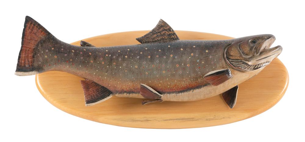 MIKE BORRETT CARVED BROOK TROUT 34ff63