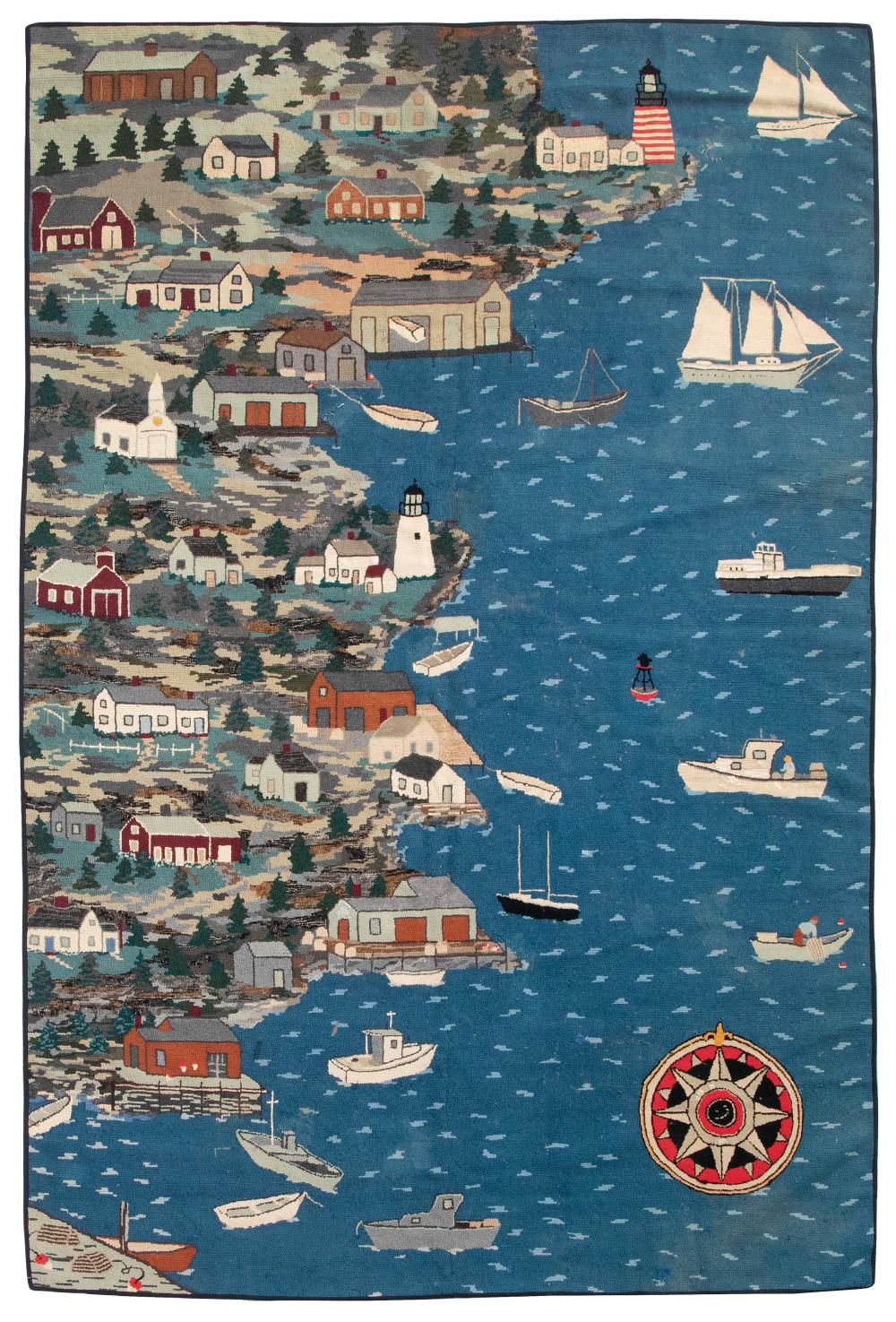 LARGE PICTORIAL HOOKED RUG DEPICTING 34ff79