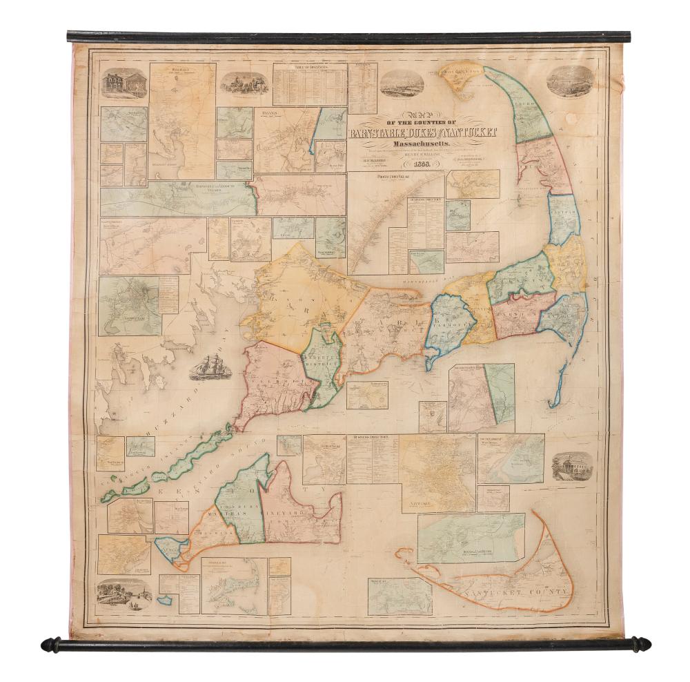 MONUMENTAL MAP OF CAPE COD 1858 3500f2