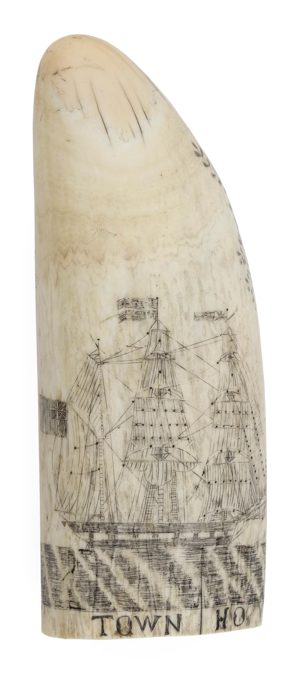 SCRIMSHAW WHALE'S TOOTH DEPICTING