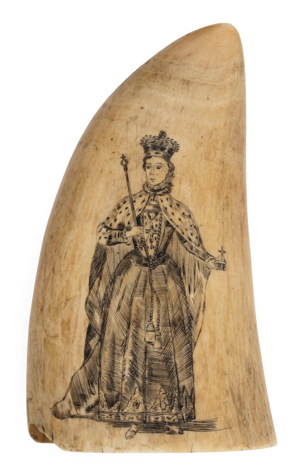 SCRIMSHAW WHALE S TOOTH DEPICTING 350158