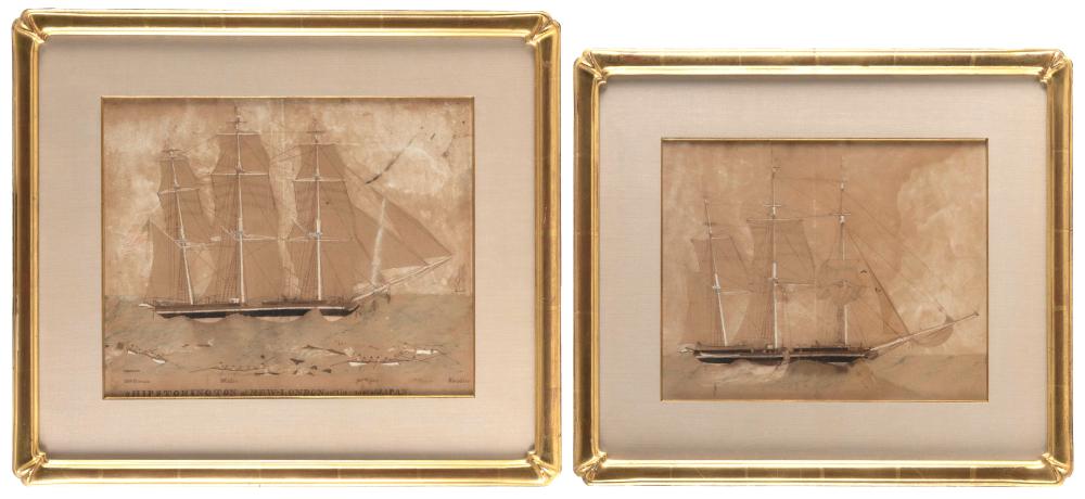 RARE PAIR OF WHALING SCENES 19TH 3501c0