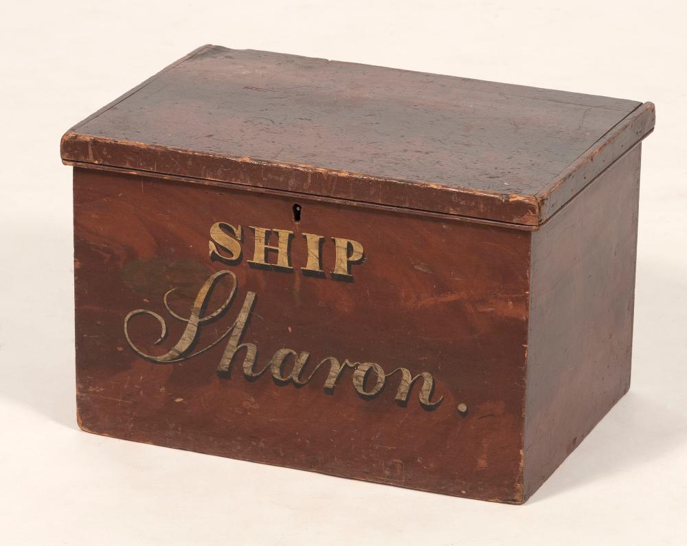 WHALESHIP AGENTS WOODEN DOCUMENT BOX